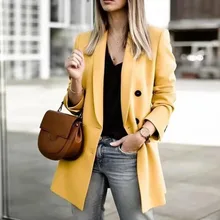2019 Streetwear Double Breasted Long Blazers Women Office Lady Small Suit Jacket Leisure Yellow Blazer Loose Coat 2019 Streetwear Double Breasted Long Blazers Women Office Lady Small Suit Jacket Leisure Yellow Blazer Loose Coat