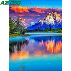 Azqsd алмазная живопись 5D «сделай сам» живописное озеро мозаика Алмазная вышивка распродажа Горный пейзаж сделанное вручную украшение для
