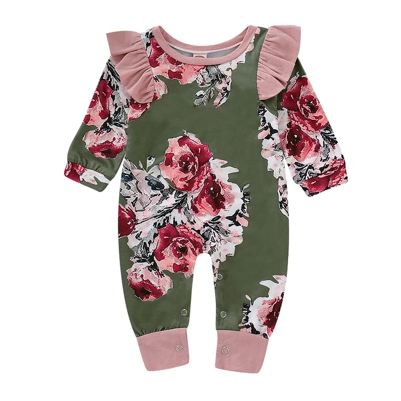 0 18M Infant Baby Girl Long Romper 2019 Newborn Baby Girl Long Sleeve