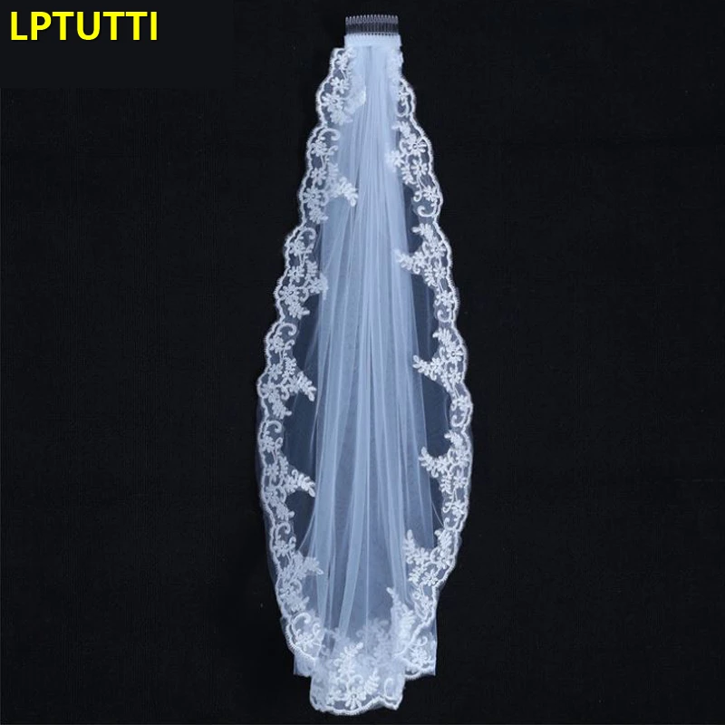 

LPTUTTI Single layer lace New Short paragraph Mantilla Wedding Marry Headdress Accessories Bridal Wedding Veil With Comb