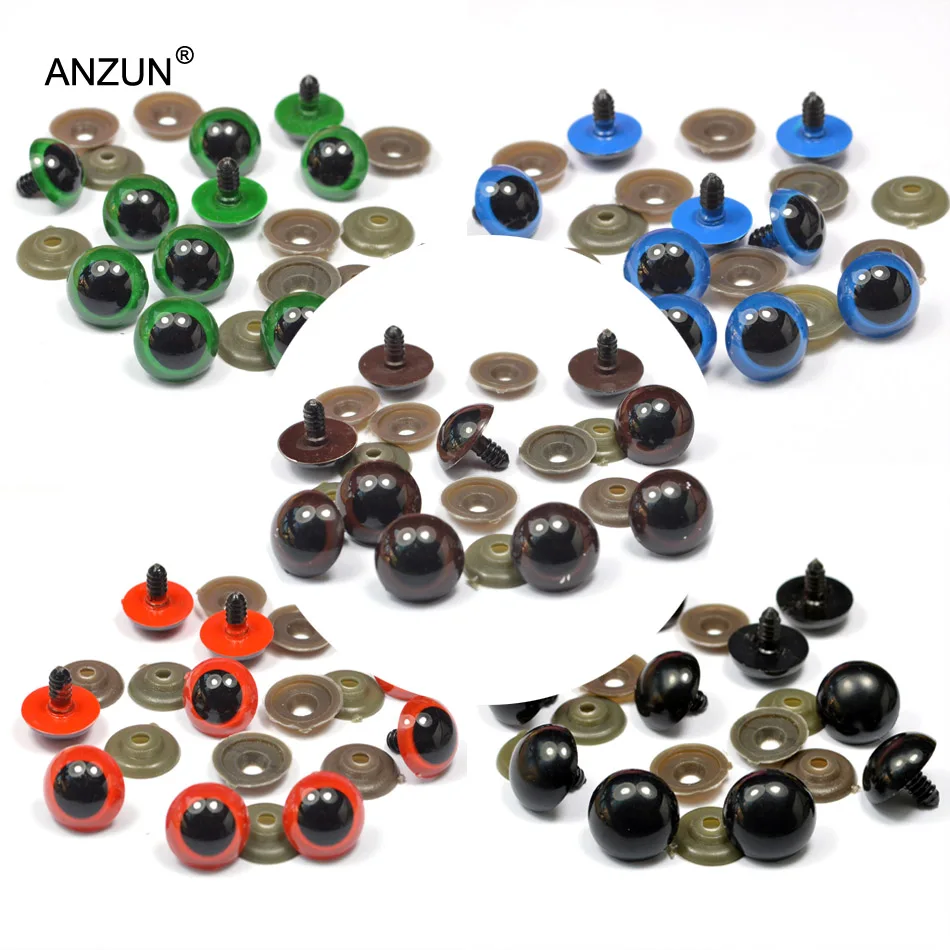 

12mm 500 Pairs/1000 Eyes With Back Buttons Environmental Protection Plastic Safety Eyes For Teddy Bear Stuffed Toys Animal Dolls