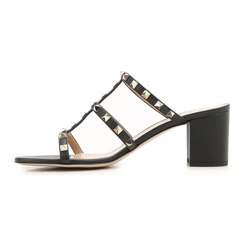 

2019 New Brand River Women Shoes Leather Top Quality Films High Heel Slippers Plus Size Summer Slide Sandals Outside
