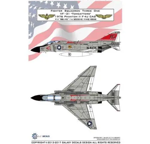 

GALAXY Model 1/48 /172 G48014 G72014 Scale F-4J VF-31 Tomcatters 1976 Decal