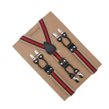 3 см Ширина подтяжки мужские кожаные подтяжки Регулируемые 6 зажимов полосатые подтяжки коммерческий западный стиль