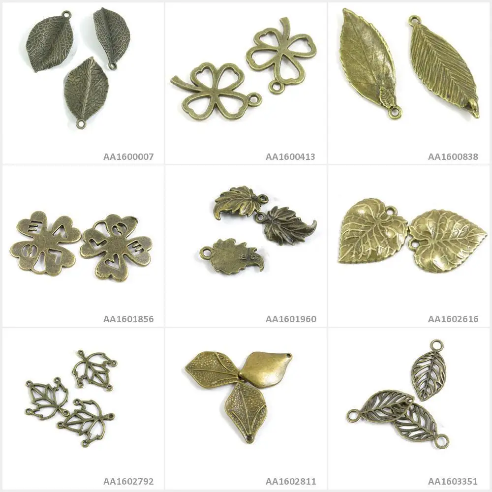 Antique Bronze Tone Jewelry Making Charms Leaf Leaves Maple Tassel 3 Strand Reducer Connector Tree Love Clover Lucky Bracelet |