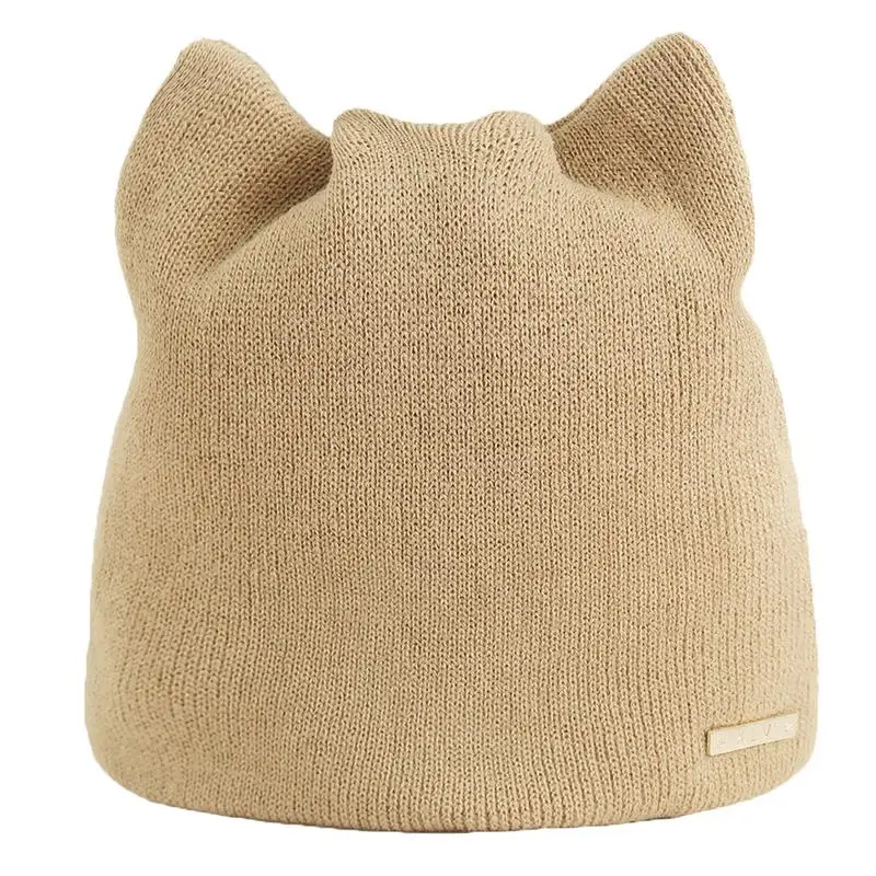 

Women Cat Beanies Ear Flaps Hat Ladies Skullies Touca Cap Korean Version Of The Solid Color Simple Warm Earmuffs Hat