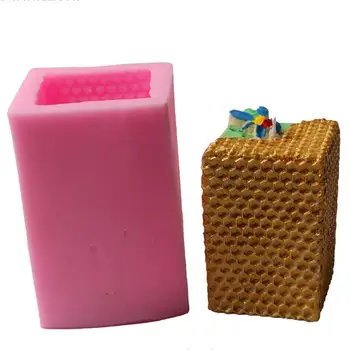 

Honeycomb Candle Silicone Mold 3d Square Candle Fondant DIY Cake Mould Pudding Mould Baking Decoration Tool