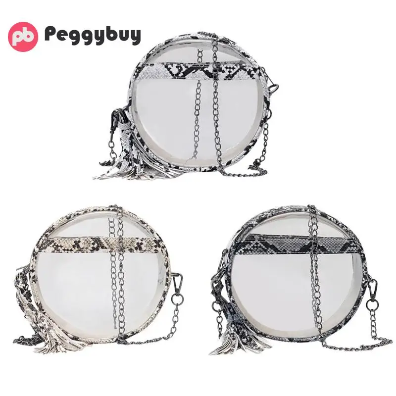 

Serpentine Chain Round Shoulder Handbag Lady Transparent Mini Messenger Bag