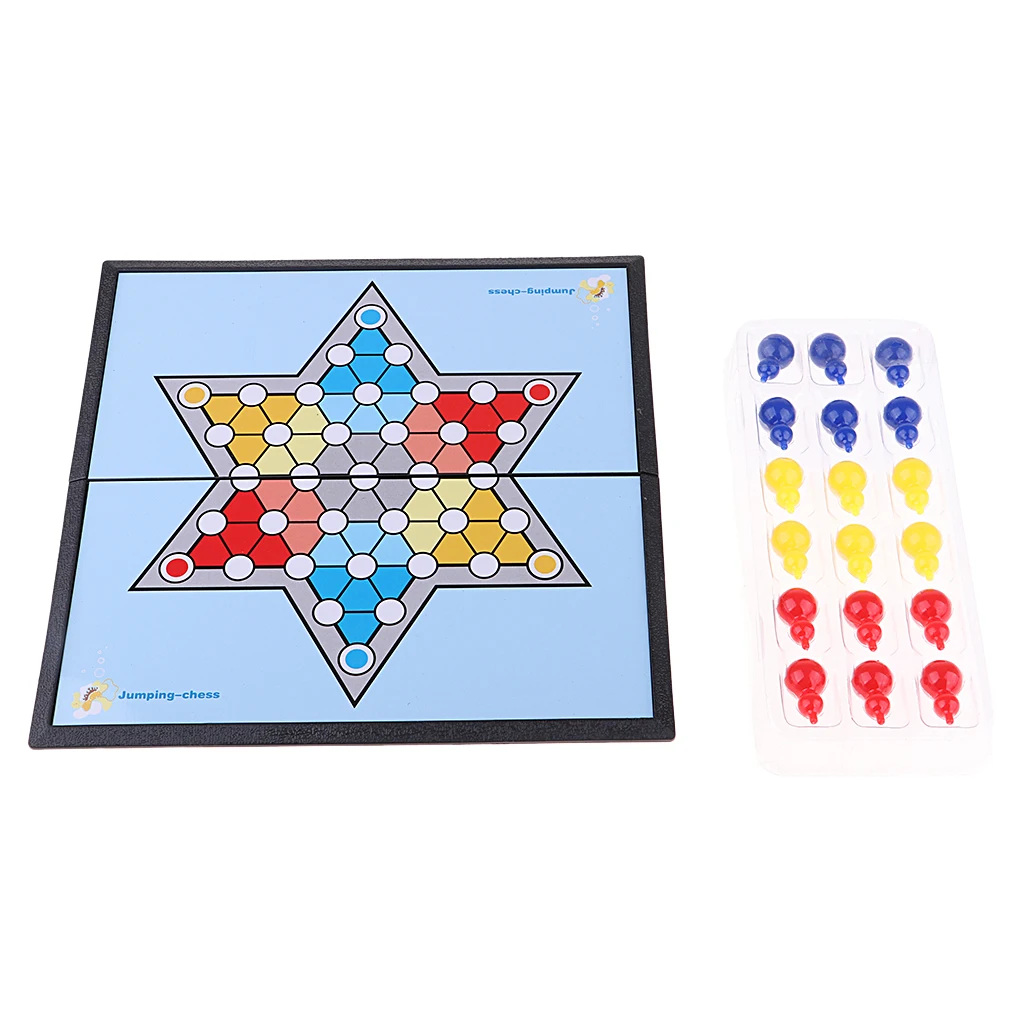 

Chinese Checkers Hexagon Checkers Puzzle Game Board Game Jumping Chess Folded Chessboard for Adults Kids Travel Game Set