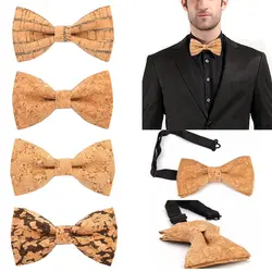 Пробковый деревянный галстук-бабочка для мужчин новинка ручной работы однотонная бабочка Свадебная вечеринка принт галстук мужской новый