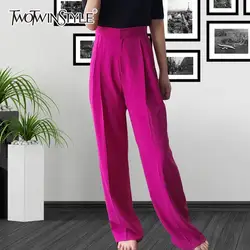 TWOTWINSTYLE Корейский длинные мотобрюки для женщин высокая талия плюс толстый широкие брюки женский 2019 Весна повседневное модная одежда