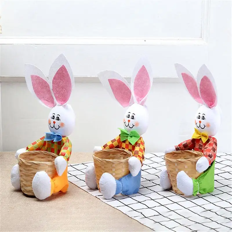 

Easter Egg Basket Creative Cute Bunny With Basket Easter Rabbit Basket Easter Gift Candy Egg Storage Basket Kids Bunny Bag