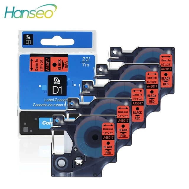 Best Offers 5 Pack 45017 Cassette Black on Red Cartridge Refill Compatible for Dymo labels 12mm Printer Ribbons Label Make LM 160 210D Best Offers 5 Pack 45017 Cassette Black on Red Cartridge Refill Compatible for Dymo labels 12mm Printer Ribbons Label Make LM 160 210D