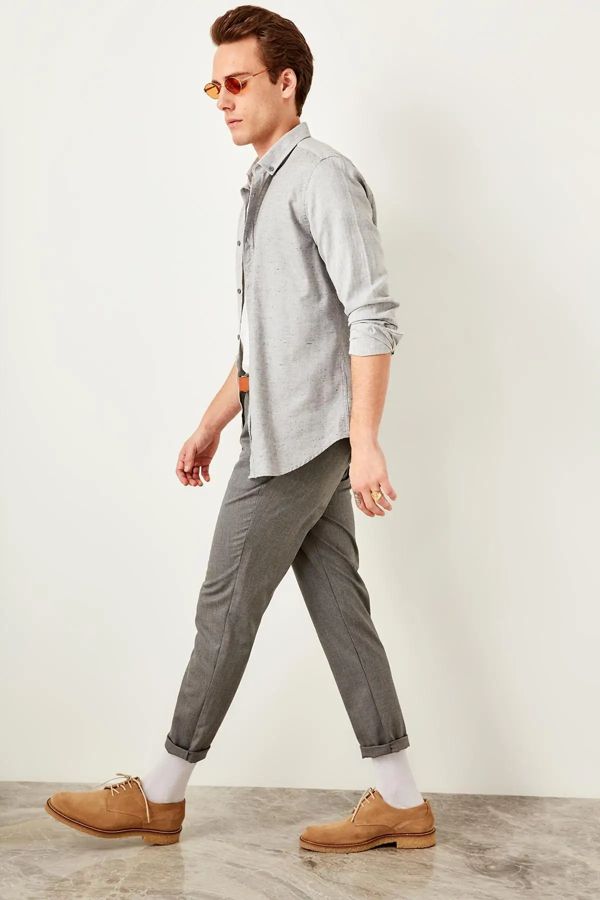 TRENDYOL мужские серые брюки морковь Fit TMNAW19ET0012|Брюки |