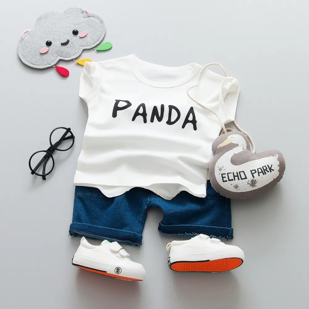 

Summer Children Boys Girl Clothing Baby Fashion Cartoon Panda T-shirt Pants 2Pcs/Set Kid Sport Infant Clothes Toddler Tracksuit