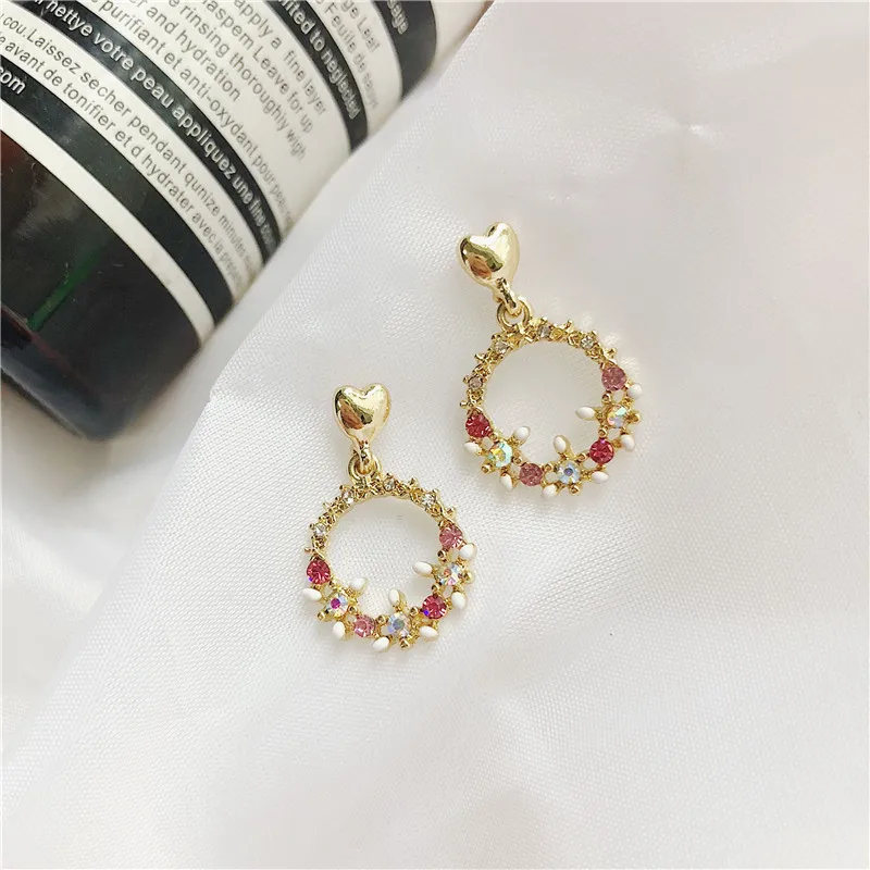 

2019 direct sale real pendant earrings simple fashion accessories crystal earrings colorful female