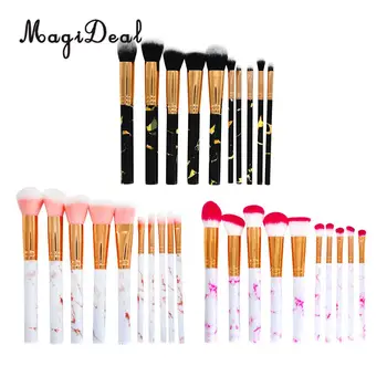 

10Pcs Marbled Makeup Brushes Set Beauty Applicator Portable Fashion