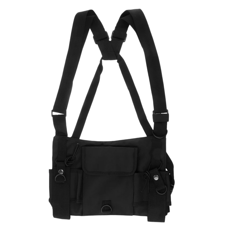 Men Chest Front Pack Pouch Holster Vest Rig Waistcoat Pockets Military ...