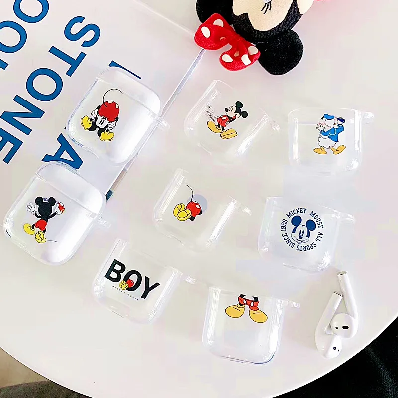 

Cartoon Mickey Soft Silicon Transparent Earphone Case For apple airpods 1 2 Wireless Bluetooth Charging Box Cute Disneys Cover
