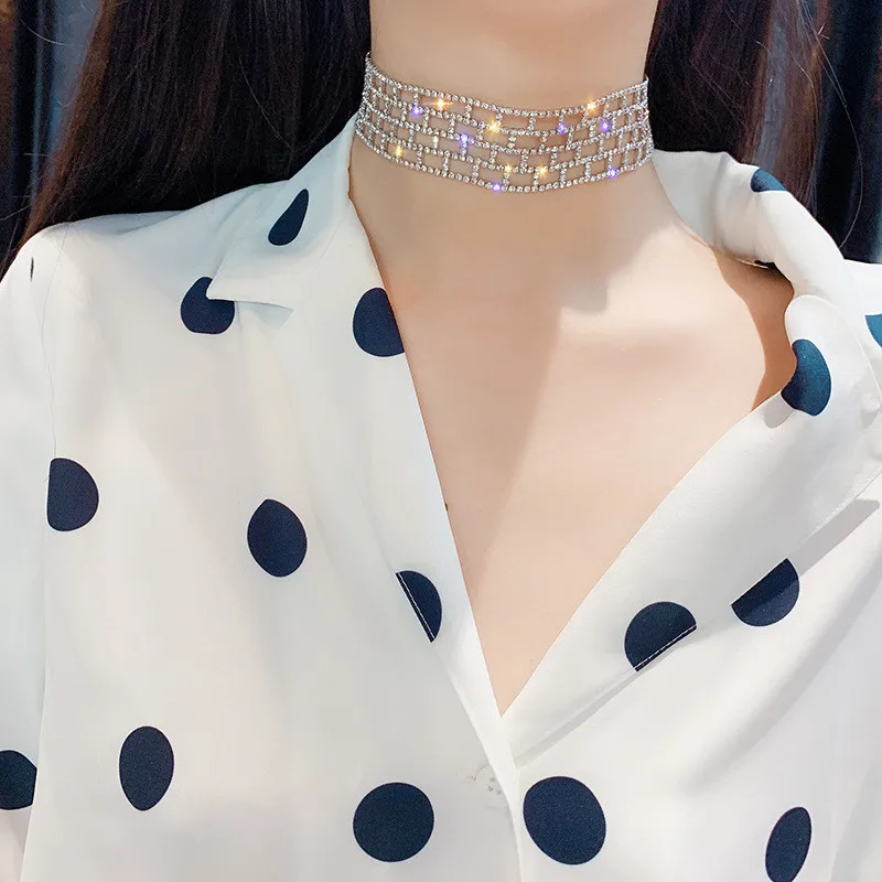 FYUAN блестящие полностью Стразы колье ожерелья для женщин 2019 Bijoux серебряный цвет