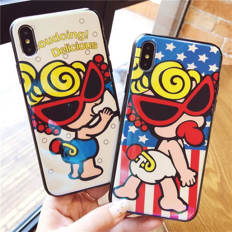 

Japan Cartoon Nipple Superman Baby Hysteric Mini Case For iphone Xs Max Xr X iphone 8 7 6 Plus Blue-ray Soft ptu Phone Cover