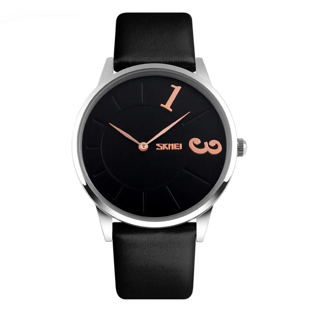 

SANWOOD Fashion Minimalism Unisex Quartz Faux Leather Band Analog Round Dial Couple Wrist Watch