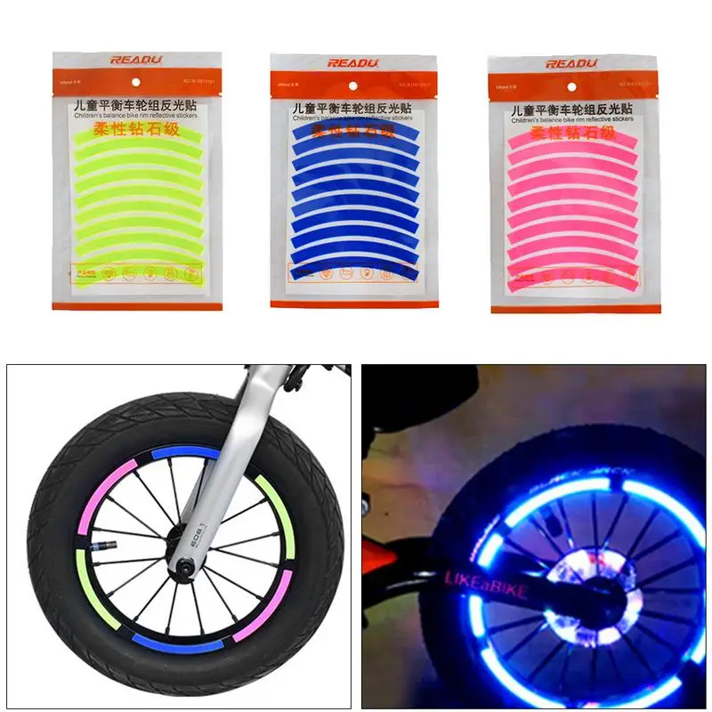 Bike Stickers Decals Reflective Strip Bicycle Tape Sticker Wheel Reflector Accessories Children Balance Bike Safety Strips