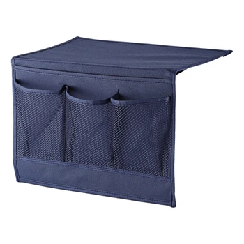 

1pc Felt Fabric Bedside Storage Bag Holder Container Hanging Organizer for Dorm Car Sofa Side Bed Rails(Navy)