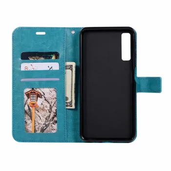 

10pcs/lot Crazy Horse book Stand Leather PU+TPU Cover Case For Samsung A7 2018 A750 A9 2018 J4 Plus J6 Plus