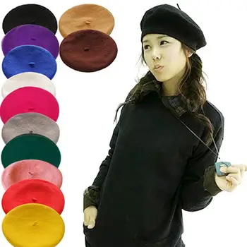 

Womens Winter Hat Beret Female Wool Cap 16 Colors New Woman Casual Hats Caps Black White Gray Pink Boinas De Mujer Drop Shipping