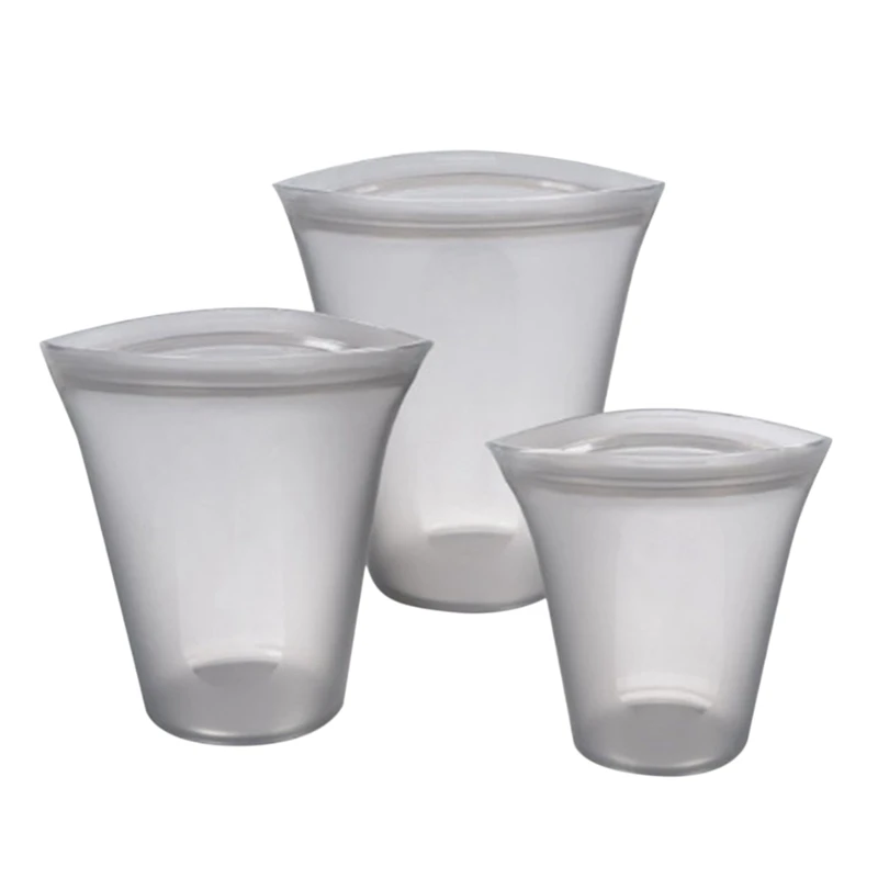 

Silicone Food Storage Containers Zip Top Leakproof Containers Reusable Stand Up Zip Shut Bag Cup Fresh Bag Food Storage Bag