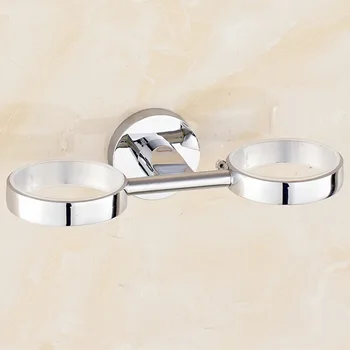 

Stainless Steel Toothbrush Holder Wash Cup Shelf Double Cup Bathroom Mouthwash Cup Brush Cup Shelf