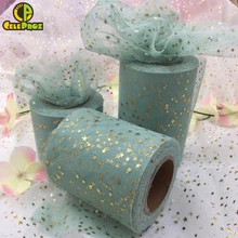 25 ярдов 6 см 8 см Золотая Звезда Тюль конфетти блестящая Тюлевая ткань рулонная катушка пачка Pom приседания Тюль DIY Декор на свадьбу День рождения