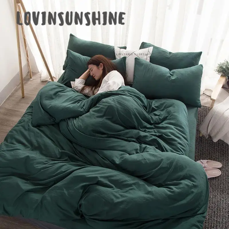 

LOVINSUNSHINE Comforter Bedding Sets King Duvet Cover Set Simple Solid Color Comforter Quilt Set AB#29
