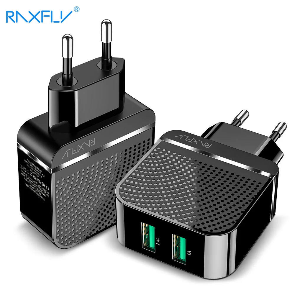 USB raxfly двойное зарядное устройство для Xiaomi Redmi Note 7 Зарядка путешествий iPhone X XS Max