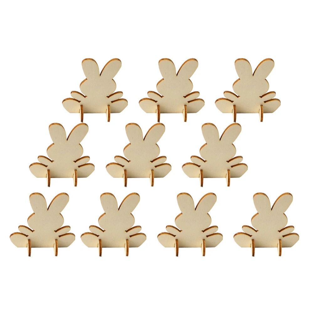 

50pcs Funny Creative Decor Cute DIY Rabbit Wood Rabbit Ornament Hare for Store Festival Home Party