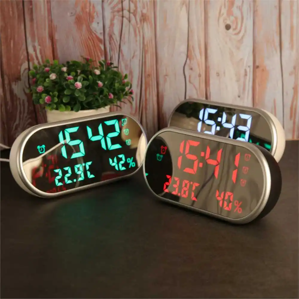 Led Будильник цифровые часы электронные настольные с температурой и влажностью Usb