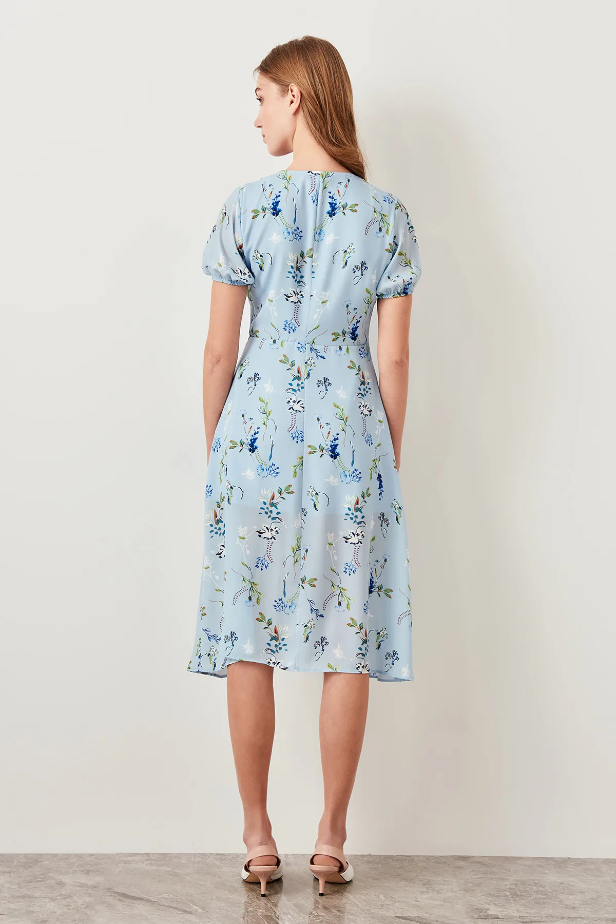 Trendyol синее платье с цветочным узором TWOSS19EH0127|Платья| |