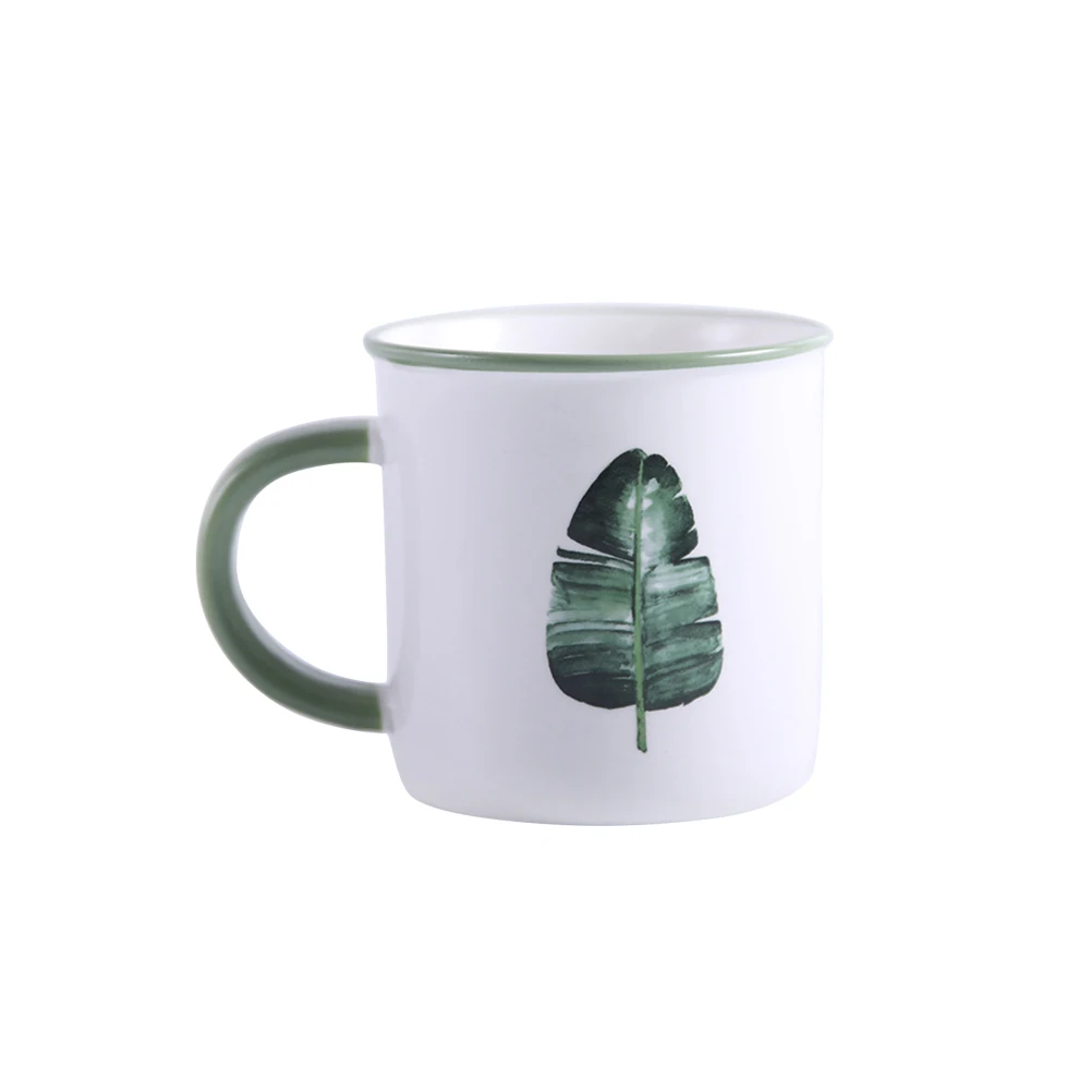 

1 Pc Banana Leaf Printed Creative Novelty Simple Coffee Tea Ceramic Drinkware Cup Mug for Office Home Travel