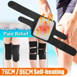 Регулируемый пояс для облегчения боли в коленях, турмалиновый массажный самонагревающийся бандаж для магнитной терапии 76/86 см, циркуляция