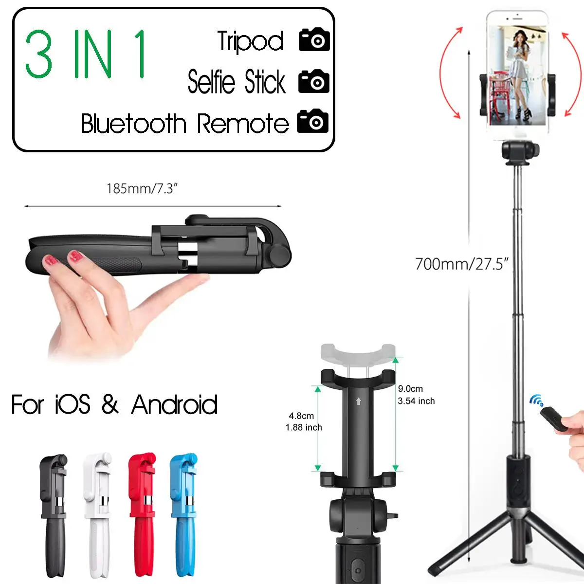 

Extendable bluetooth Wireless Mini Handheld Selfie Stick Tripod Monopod Remote Shutter Holder For iPhone for Samsung