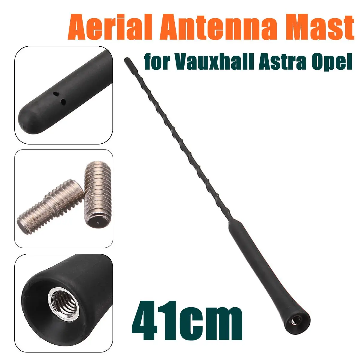 

41cm 16 mm Car Roof Aerial Antenna Mast w/ Adapters Replace for Vauxhall Astra Opel
