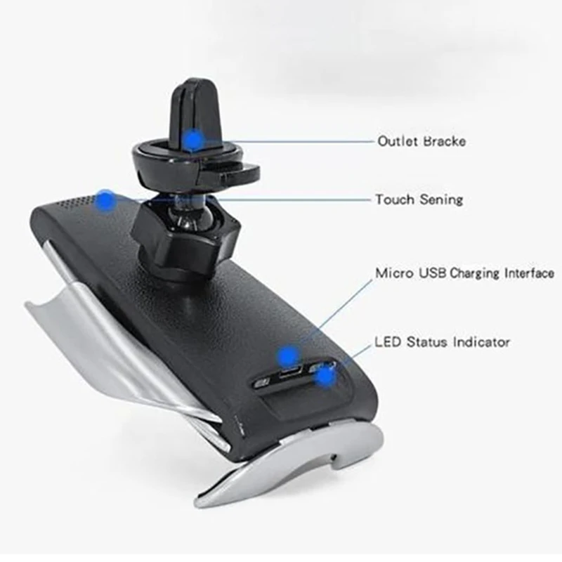 Automatic Clamping Car QI Wireless Charger 360 Degree Rotation Car Mount Fast Charger Air Vent Holder For IPhone Samsung Xiaomi