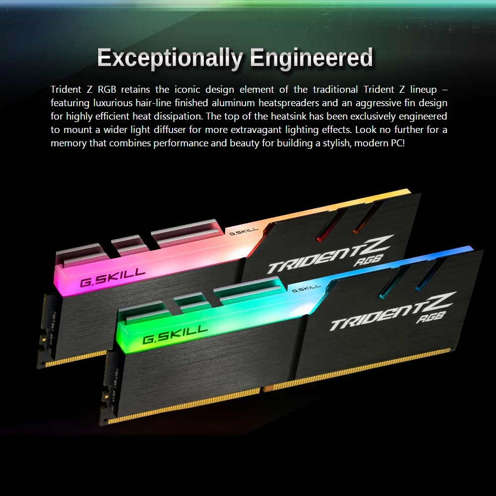 Память TridentZ G.SKILL RGB серии 32 Гб (4x8 ГБ) DDR4 3200 МГц для ПК компьютера настольного 16 18