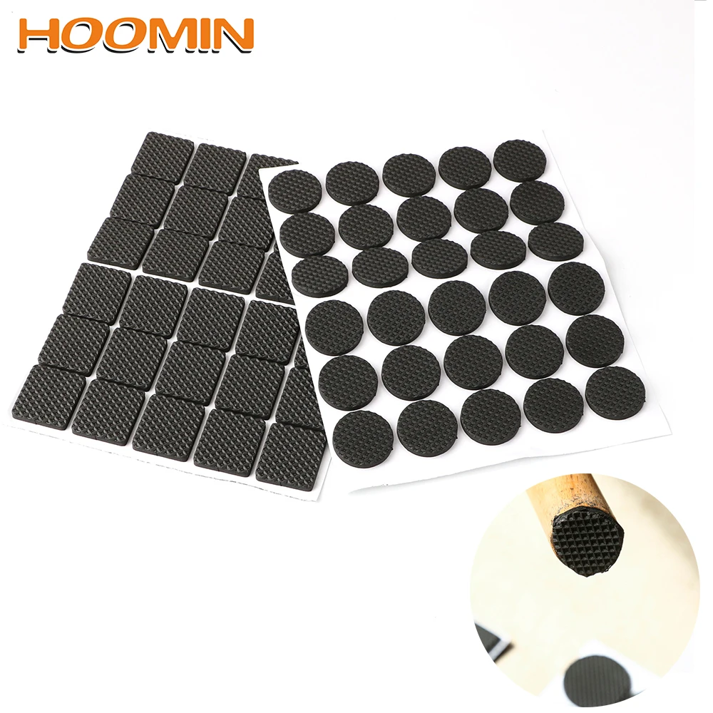 HOOMIN 30 pcs المطاط الجدول قدم لا الانزلاق سادة جولة مربع أريكة كرسي الساق لوحة لاصقة مكافحة للانزلاق الذاتي أثاث يتم لصقه الساق قدم حصيرة