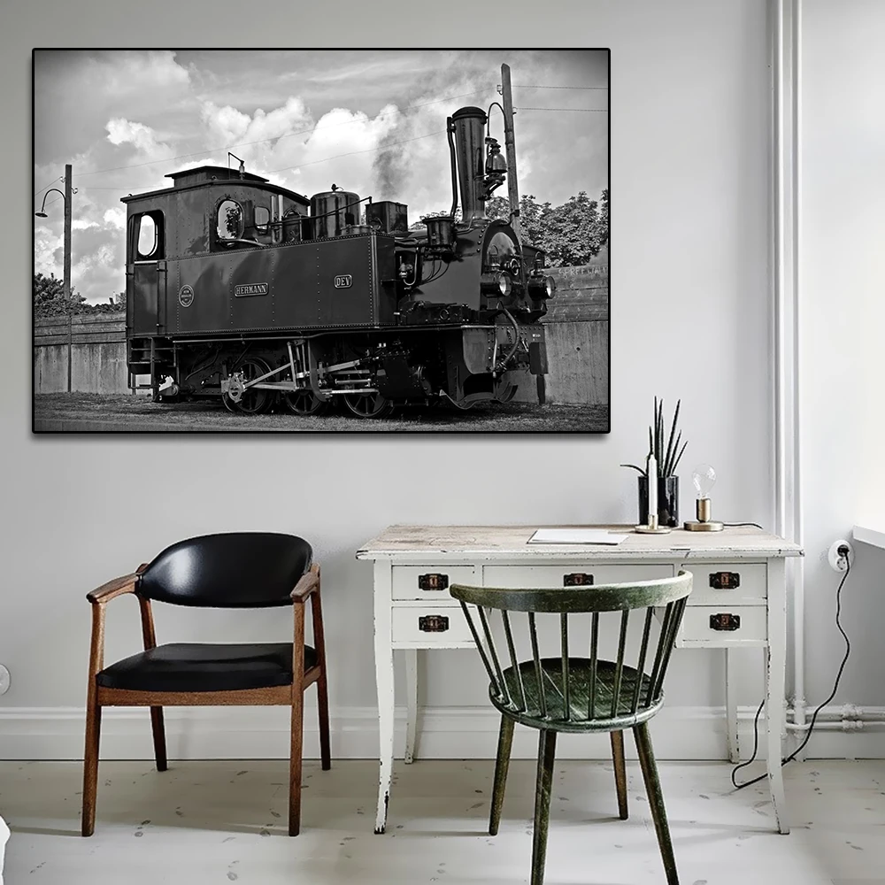 

Rail Steam Train Big Size Posters and Prints Print Canvas Wall Art Picture/Canvas Painting for Living Room Home Decor No Frame