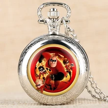 Суперсемейка карманные часы 4 цвета доступны выбранные кварцевые карманные часы для мальчика Ретро подарок ожерелье, подвеска, цепочка часы