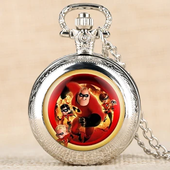 

The Incredibles 2 Pocket Watches 4 Color Available Chosen Quartz Pocket Watches Necklace Chain Pendant Clock Retro Gift for Boy