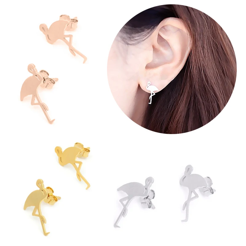 

Simple High Quality Stud Earrings Silver Cute Animal 1Pair Hot Sale Golden Women Wedding Girls Rose Golden