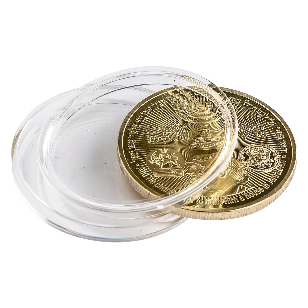 10X Gold Plated 2018 King Cyrus Donald Trump Coin Jewish Temple Jerusalem Israel